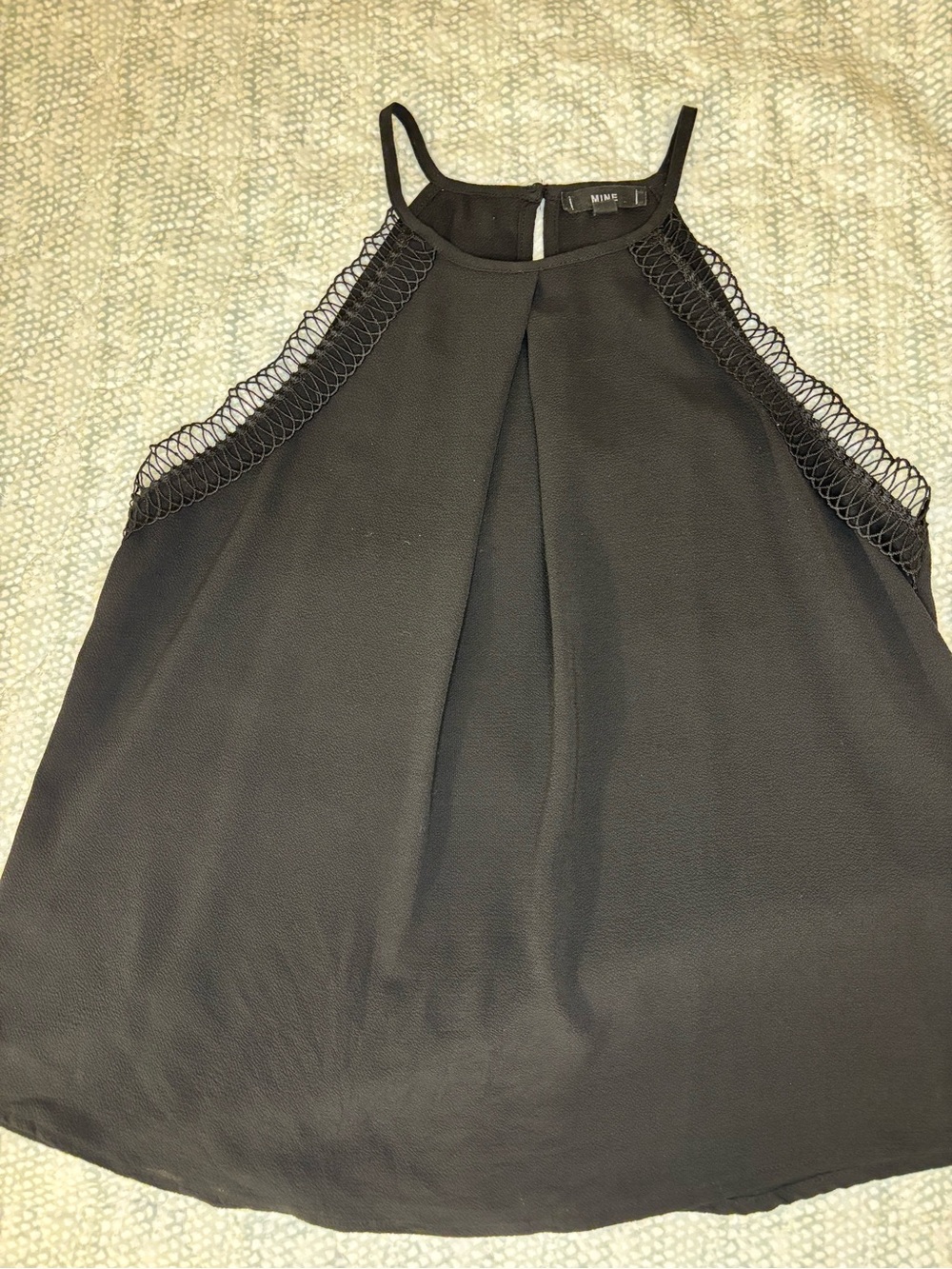 ⭐️mine Black Tank Top with Textured Neckline